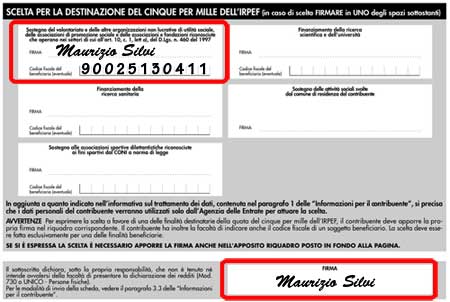 5 per mille - modulo CUD